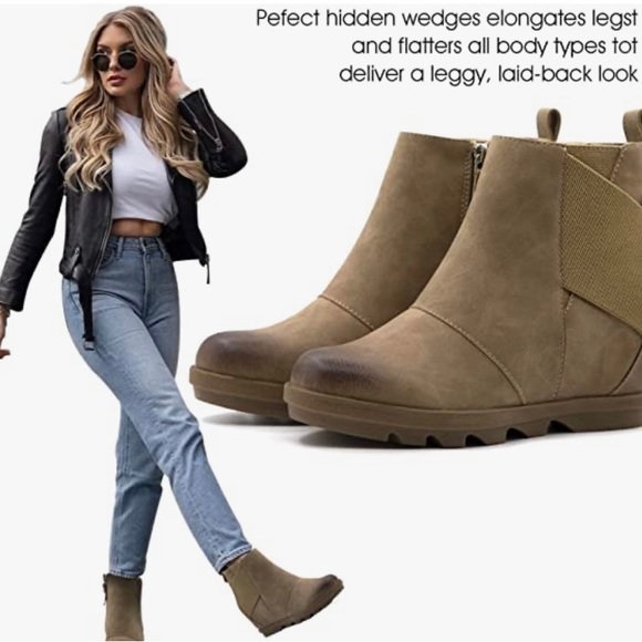 Athlefit Women's Wedge Boots Comfortable Ankle Wedge Booties. New. No box - Picture 5 of 6